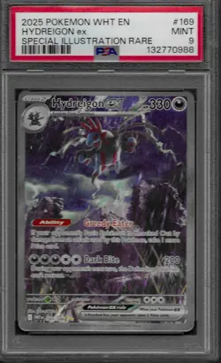 2025 Pokemon Hydreigon EX 169/086 Special Illustration Rare White Flare PSA 9 - Image 1