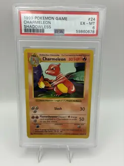 1999 Pokemon (Shadowless) Charmeleon Base Set 24/102 PSA 6 24/102 - Image 1