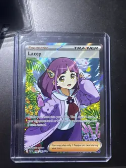 Pokemon TCG Stellar Crown Lacey Trainer Full Art Ultra Rare Holo Card 166/142 - Image 1