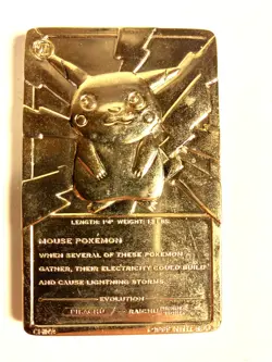 Pokemon #25 gold Pikachu Card with Ball Case. - Image 3