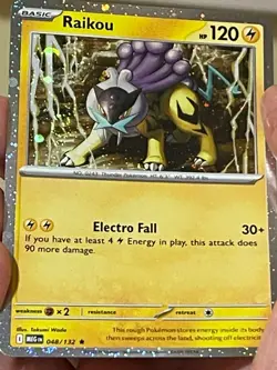 POKEMON RAIKOU 048/132 RARE COSMOS HOLOFOIL WITH SWIRL MEGA EVOLUTION NM CARD - Image 1