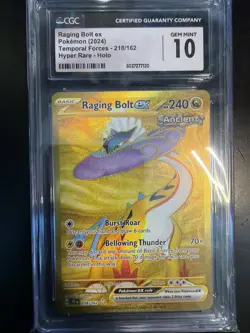 CGC 10 Raging Bolt ex 218/162 Temporal Forces 2024 Hyper Rare Pokemon Card TCG - Image 1
