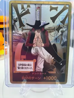 DON!! Card (Dracule Mihawk) (Gold) The Azure Sea's Seven Foil NM Japanese OP - Image 3