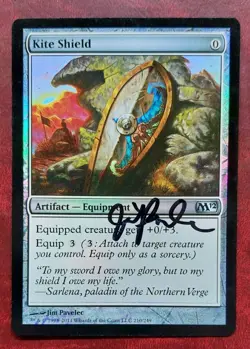 UNPLAYED SIGNED FOIL Kite Shield M12 Magic 2012 MTG NM JIM PAVELEC EDH CUBE - Image 1