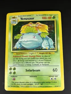 Pokemon TCG Venusaur 15/102 Base Set Holo Rare 100 HP 1999-2000 Copyright - Image 1