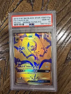 Pokemon Lunala GX Full Art Black Star Promo Hidden Fates SM103a PSA 10 - Image 1