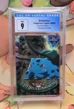 Bulbasaur 2000 Topps Chrome Pokemon T.V. #1 Spectra Chrome CGC Mint 9 - Image 1