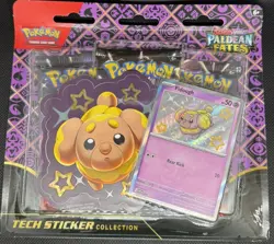 Pokemon TCG Paldean Fates Tech Sticker Collection - Fidough - 3 Booster Packs - Image 1