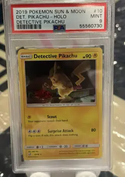 2019 Pokemon Sun & Moon Detective Pikachu Pikachu Holo #10 PSA 9 - Image 1