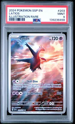 2024 POKEMON SSP EN-SURGING SPARKS ILLUSTRATION RARE #203 LATIOS PSA 9 - Image 1