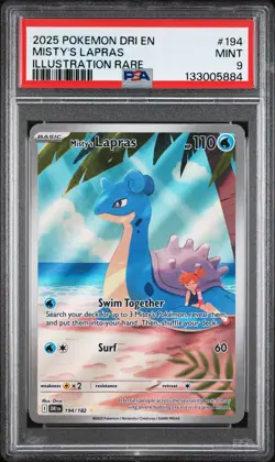 2025 POKEMON DRI EN-DESTINED RIVALS ILLUSTRATION RARE #194 MISTY'S LAPRAS PSA 9 - Image 1
