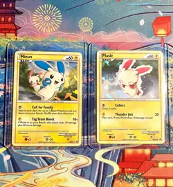Pokemon TCG Minun & Plusle Cracked Ice Holo Promo HGSS17 & HGSS16 LP - Image 1