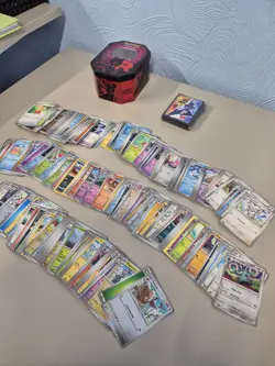 Pokemon TCG Bulk Bundle 280 Random Cards Job Lot + Tin + Card Sleeves #7 - Image 1