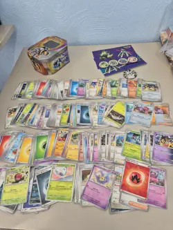 Pokemon TCG Bulk Bundle 260 Random Cards Job Lot + Tin + Stickers + Coin #4 - Image 1