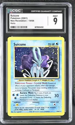 CGC 9 MINT Suicune 2001 Neo Revelation 14/64 Holo Pokemon Card - Image 1