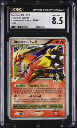 CGC 8.5 Blaziken FB LV.X 2009 Supreme Victors 142/147 Holo Pokemon Card - Image 1