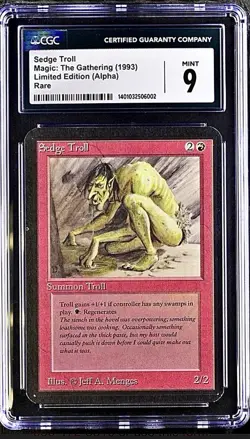 1993 Magic the Gathering MtG - Sedge Troll (Rare) - Alpha CGC 9 - Image 1