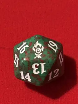 mtg d20 Spindown dice, Ravnica Allegiance, Gruul, Green with White, red - Image 1