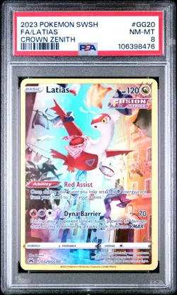 2023 POKEMON SWORD & SHIELD CROWN ZENITH #GG20 FULL ART/LATIAS PSA 8 - Image 1