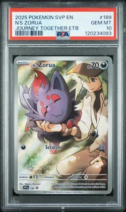 2025 POKEMON SVP EN-SV BLACK STAR PROMO #189 N'S ZORUA PSA 10 - Image 1