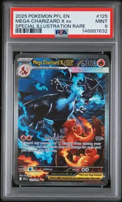 2025 POKEMON PFL EN-PHANTASMAL FLAMES #125 MEGA CHARIZARD X EX PSA 9 - Image 1