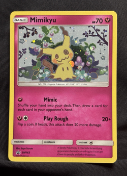 Mimikyu SM163 Holo Black Star Promo Sun Moon Pokemon NM Mew Tail HD Galaxy Swirl - Image 2