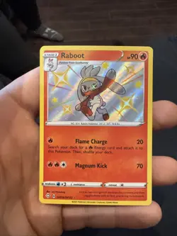 Pokemon NM Raboot Shiny Holo Rare SV016/SV122 Shining Fates Vault - Image 1