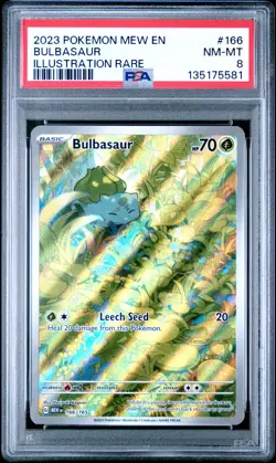 2023 POKEMON MEW EN-151 ILLUSTRATION RARE #166 BULBASAUR PSA 8 - Image 1