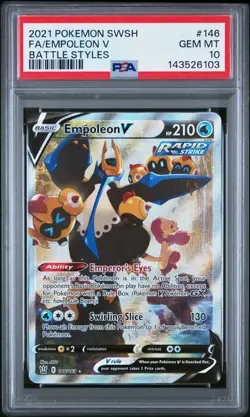 Pokemon Battle Styles Empoleon V 146/163 Alternate Alt Art Full Art PSA 10 - Image 1