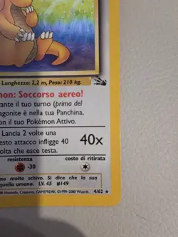 Pokemon TCG 1999 Italian Fossil Dragonite Holo Card 4/62 HP - Image 5