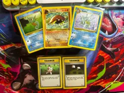 1999 Vintage Pokemon WOTC Fossil Card Lot 5 Horsea Kabuto King Seadra Gambler - Image 1