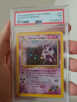 2000 Pokemon Gym Heroes Sabrina's Gengar Holo Card 14/132 PSA 7 - SWIRL 🍥 - Image 3