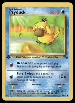 2# Pokemon Cards Psyduck 53/62 1ST EDITION Fossil Common - Image 1