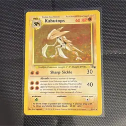 Pokemon TCG Kabutops Fossil 9/62 Holo Rare 60 HP Unlimited Card - Image 1