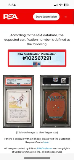 WHITE KNIGHT Revised Edition 1994 Magic The Gathering MTG PSA 9 MINT 🤩 - Image 3