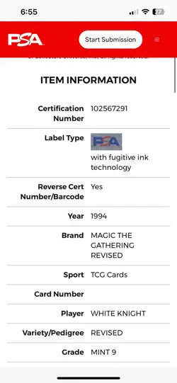 WHITE KNIGHT Revised Edition 1994 Magic The Gathering MTG PSA 9 MINT 🤩 - Image 4