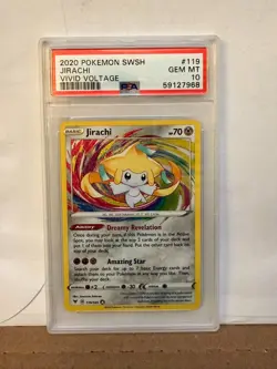 2021 Pokemon Vivid Voltage 119/185 Jirachi Amazing Rare Holo PSA 10 - Image 1