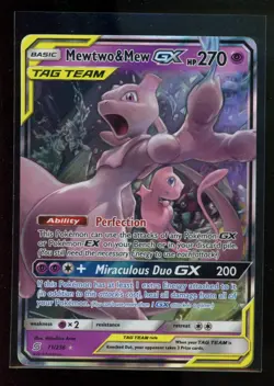 Pokemon Unified Minds Tag Team Mew and Mewtwo GX 71/236 Full Art - Image 1