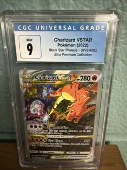 Pokemon TCG Charizard VSTAR SWSH262 Holo Black Star Promo CGC 9 Miscut Error - Image 1