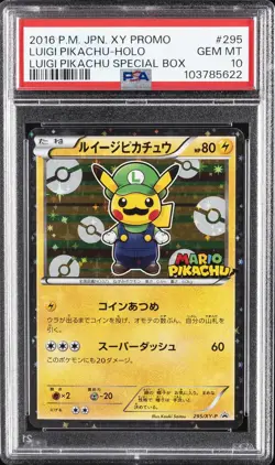 2016 POKEMON JPN XY PROMO HOLO-LUIGI PIKACHU SPECIAL BOX LUIGI PIKACHU PSA 10 - Image 1