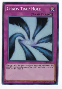 Yu-Gi-Oh! Chaos Trap Hole OP03-EN012 Unlimited Super Rare LP - Image 1