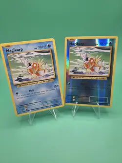 2x POKEMON MAGIKARP 33/108 REVERSE HOLO Foil Card & Regular Common EVOLUTIONS LP - Image 1