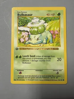 1st Edition Bulbasaur 44/102 Base Set SHADOWLESS 1999 Pokemon Card TCG - Image 1