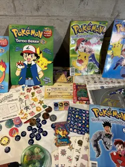Huge Vintage 1990’s Pokemon Lot: Stickers Pokemon Cards Gold & Silver Poster - Image 5