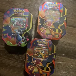 x3 Pokemon TCG Mega Charizard XY EX Tin Mega Evolution - Image 2