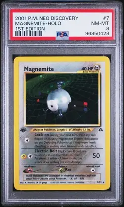 2001 POKEMON NEO DISCOVERY 7 MAGNEMITE HOLO 1ST EDITION PSA 8 NM MT - Image 1