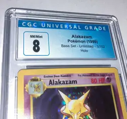 Pokemon Unlimited Alakazam - 1999 Base Set CGC graded nm mint 8 1/102 Holo - Image 3