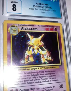 Pokemon Unlimited Alakazam - 1999 Base Set CGC graded nm mint 8 1/102 Holo - Image 4