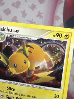 Pokemon Raichu LV.45 Diamond Pearl Stormfront Reverse Holo Card 8/100 Nice Swirl - Image 2