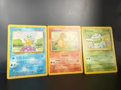 Pokemon Base Set Bulbasaur 44/102, Squirtle 63/102, Charmander 46/102, ALL LP/MP - Image 1